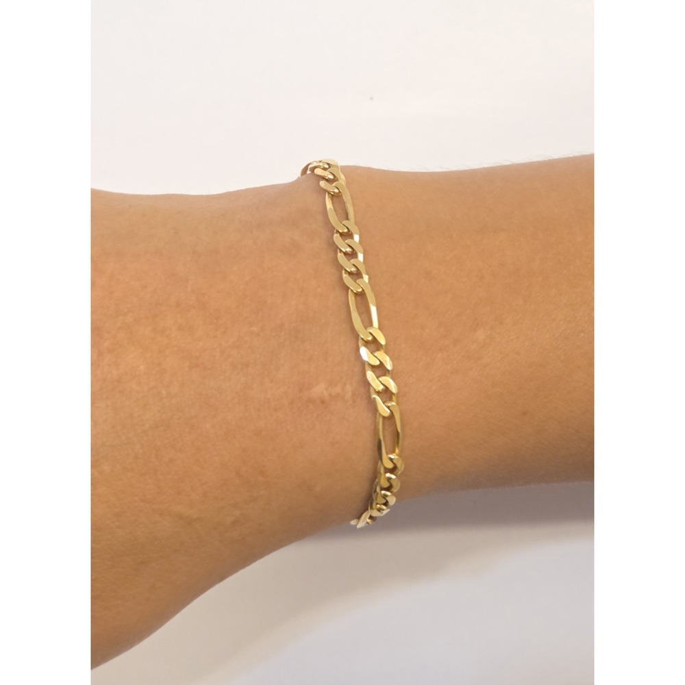 Solid 14k Yellow Gold Italian Figaro Bracelet 3.8mm 6.25" 4.56 Grams